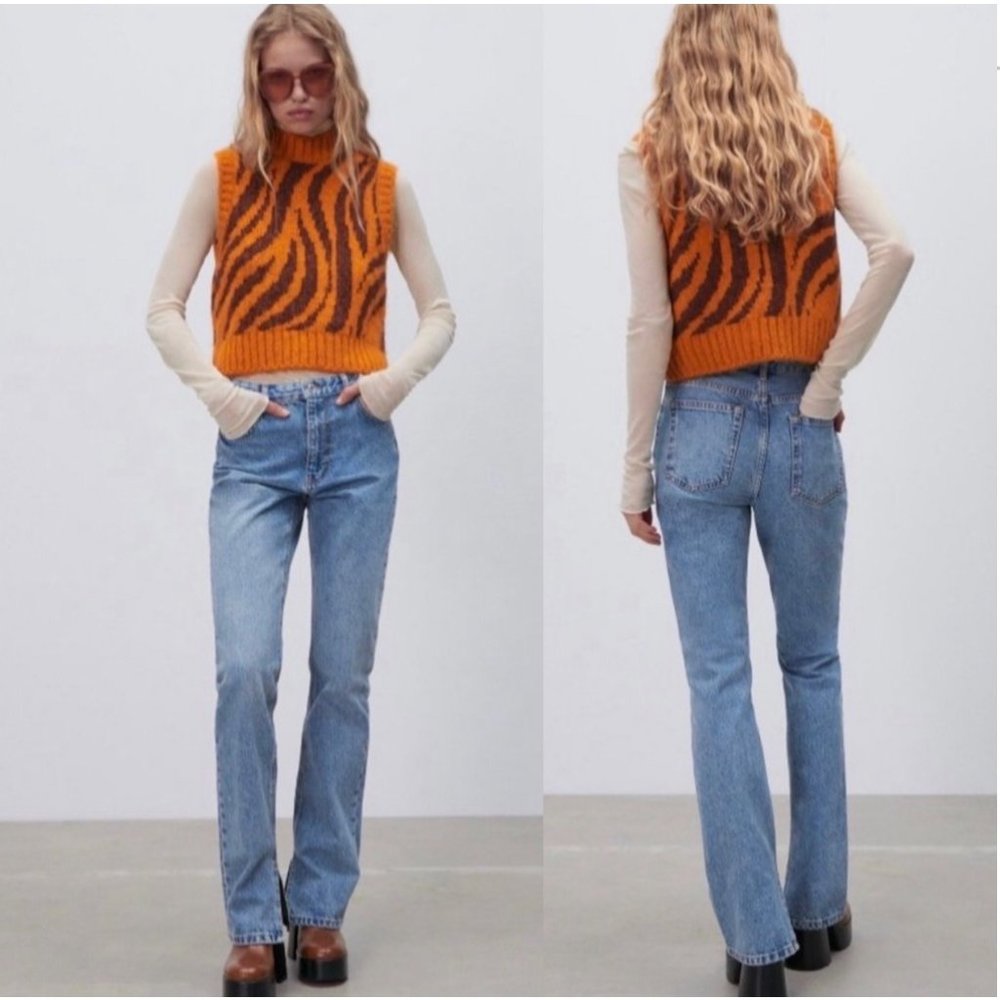 Zara The 90’s Full Length Split Hem Jeans 4 NWT